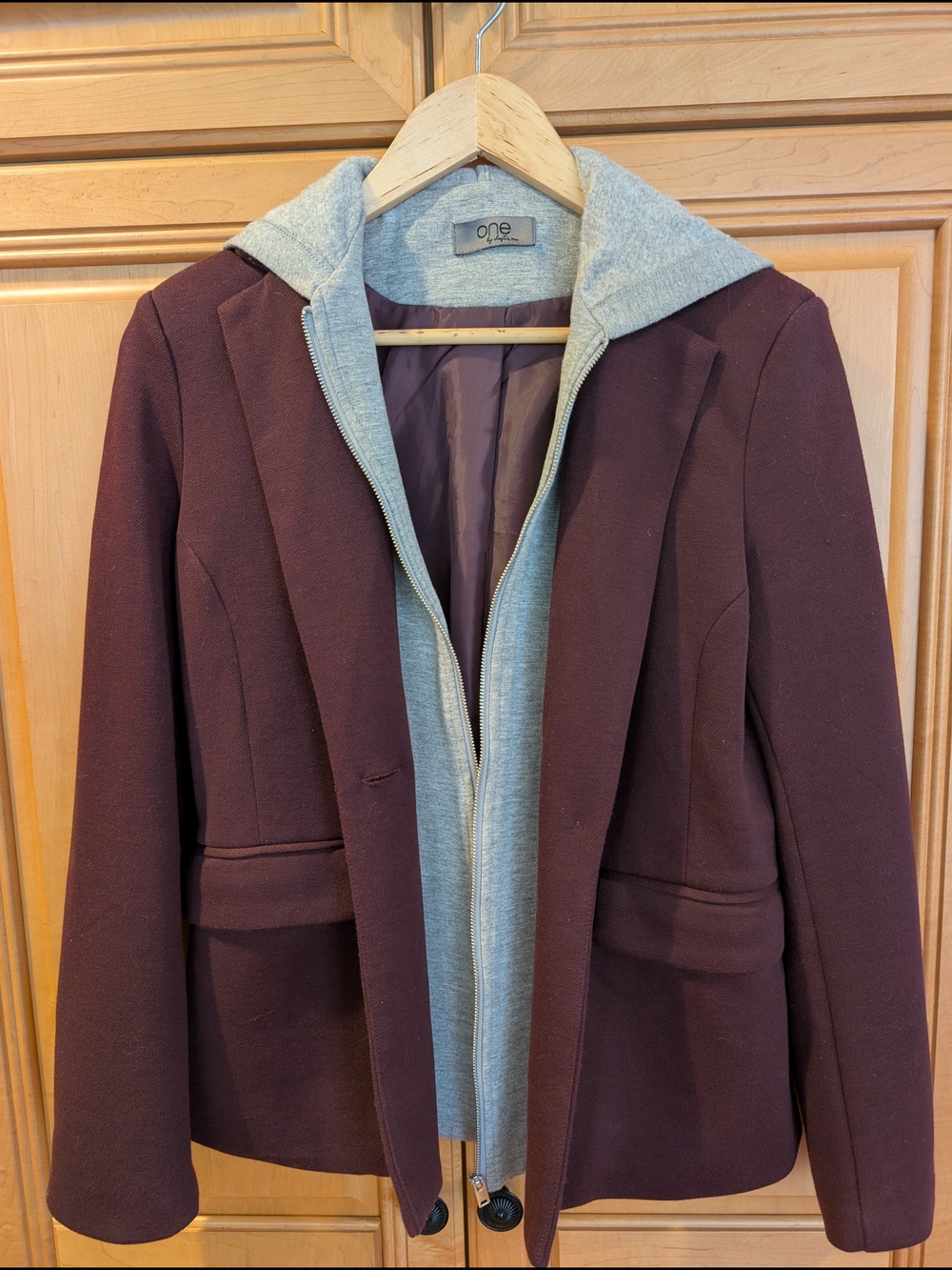 Maroon Blazer with Grey Hooded Insert